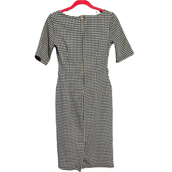Black and Nude Houndstooth Dress with Belt Size M - Picture 12 of 16